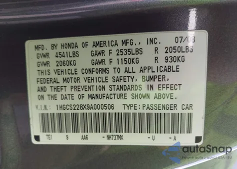 2009 Honda Accord 3.5 Ex-L z USA, uszkodzony, nr VIN 1HGCS228X9A000506